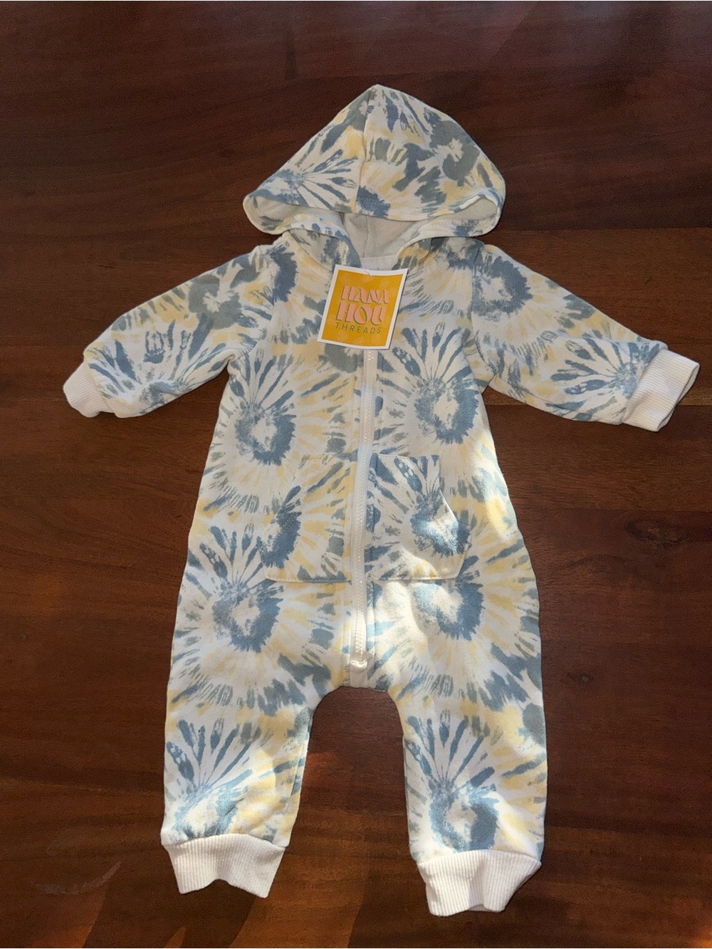Tie-Dye Hooded Romper in Blue & Yellow - Grayson Threads